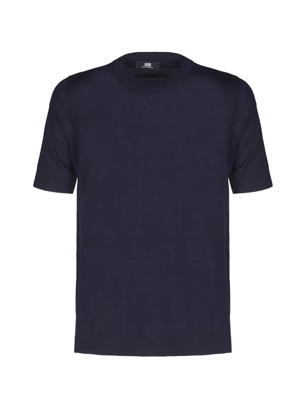 Alpha Studio Short-sleeved Crew-neck Sweater In Blue