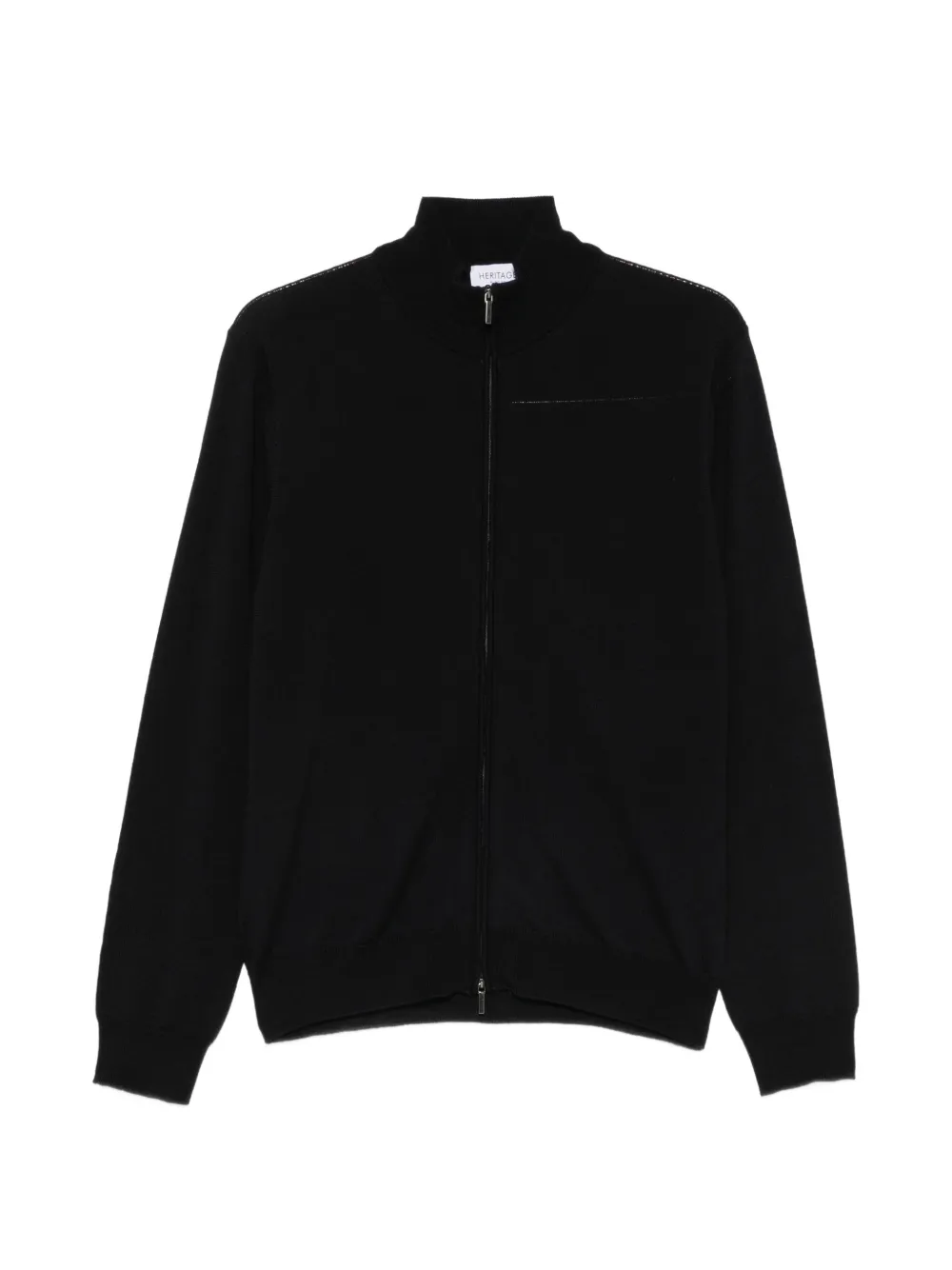 Heritage zip-up ribbed-knit cardigan - Bleu