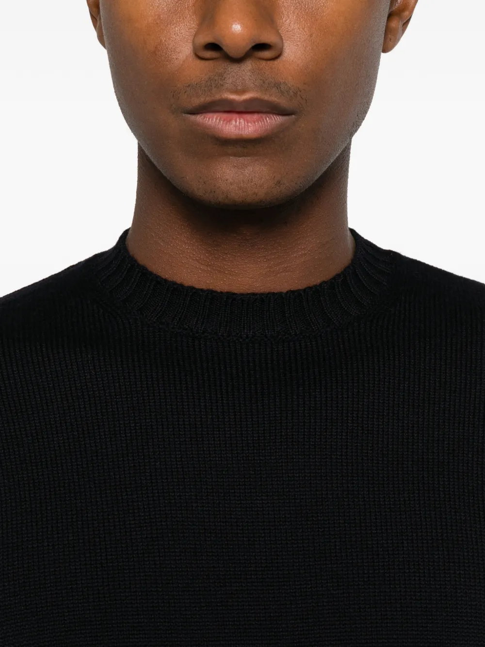 Heritage ribbed-knit crew-neck sweater Zwart