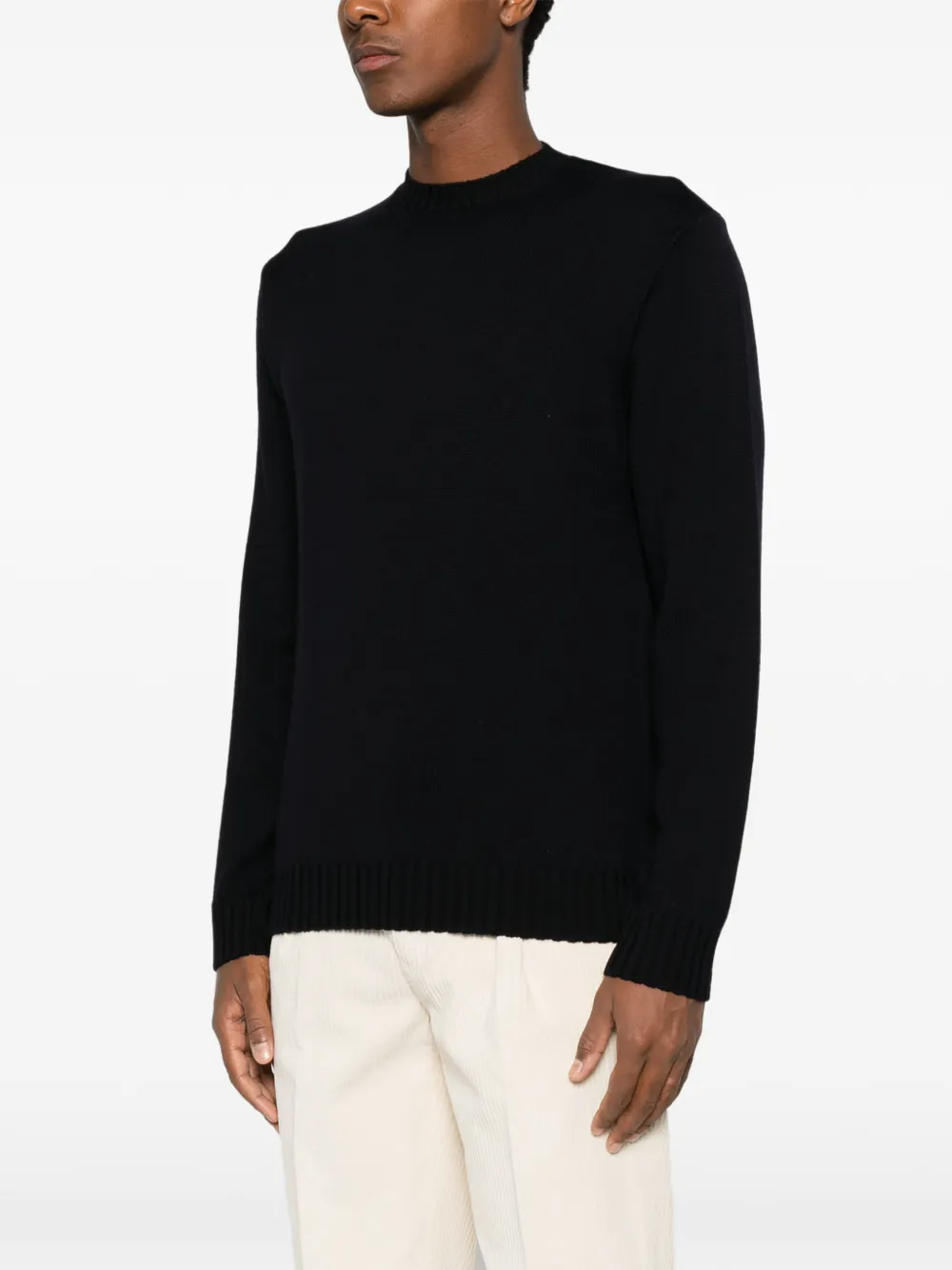 Heritage ribbed-knit crew-neck sweater Zwart