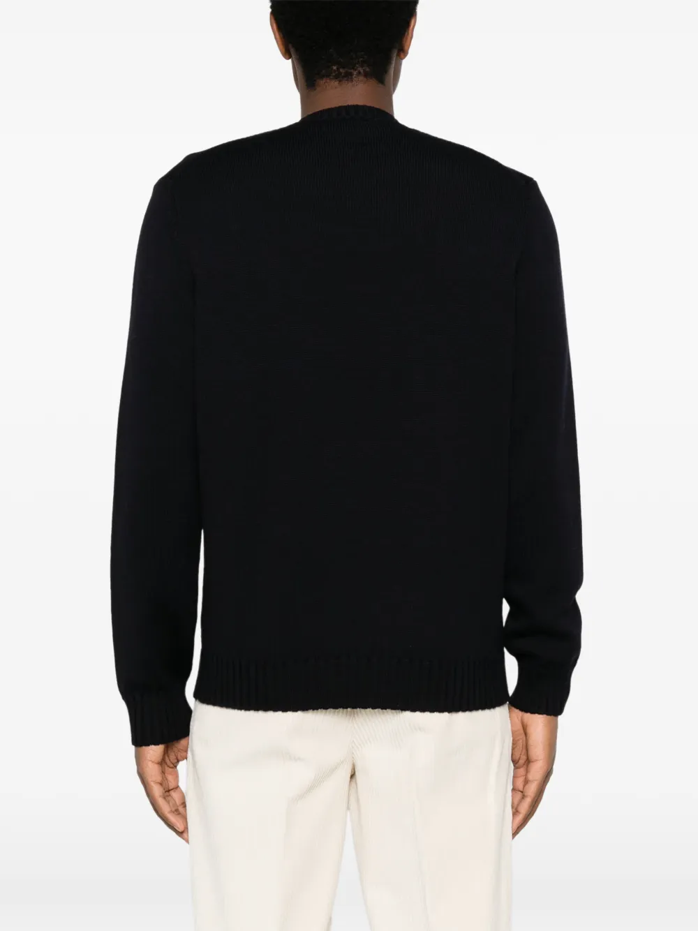Heritage ribbed-knit crew-neck sweater Zwart