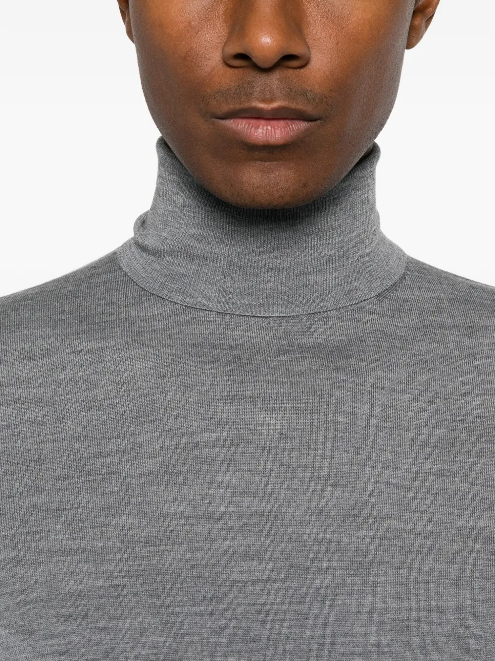 Heritage roll-neck fine-knit sweater Grijs