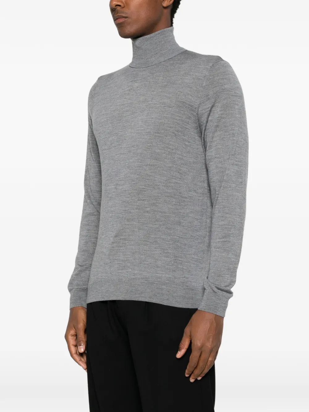 Heritage roll-neck fine-knit sweater Grijs