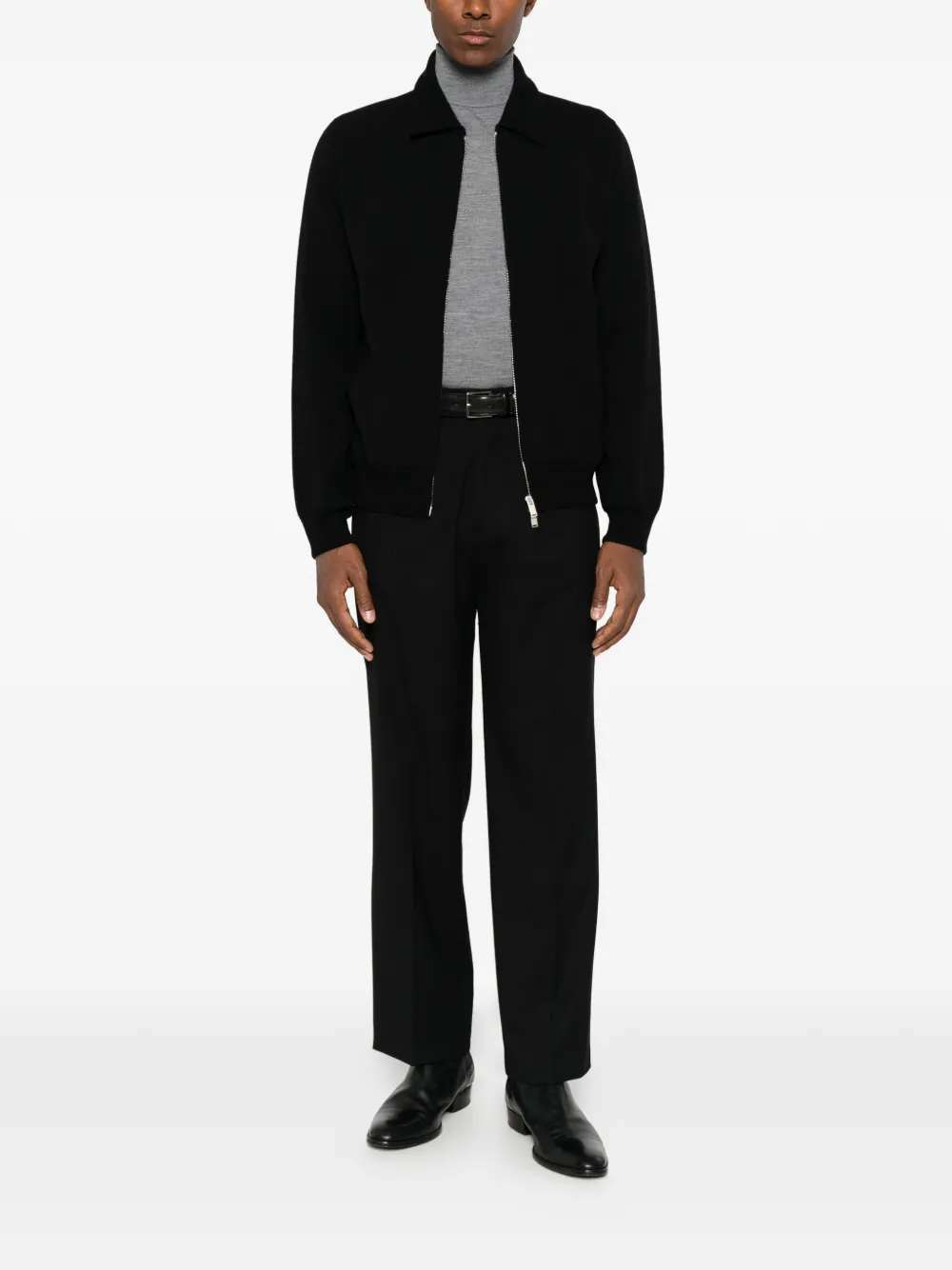 Heritage roll-neck fine-knit sweater Grijs