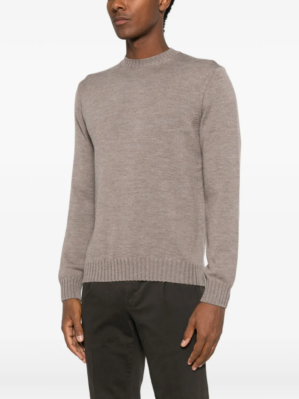 Heritage ribbed-knit crew-neck sweater Grijs