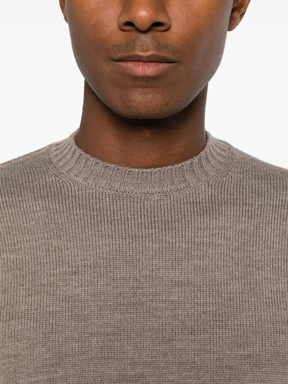 Heritage ribbed-knit crew-neck sweater Grijs