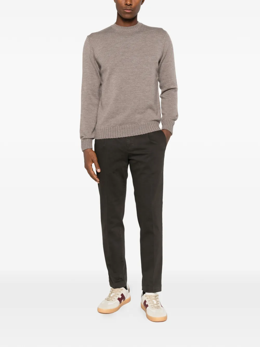 Heritage ribbed-knit crew-neck sweater Grijs