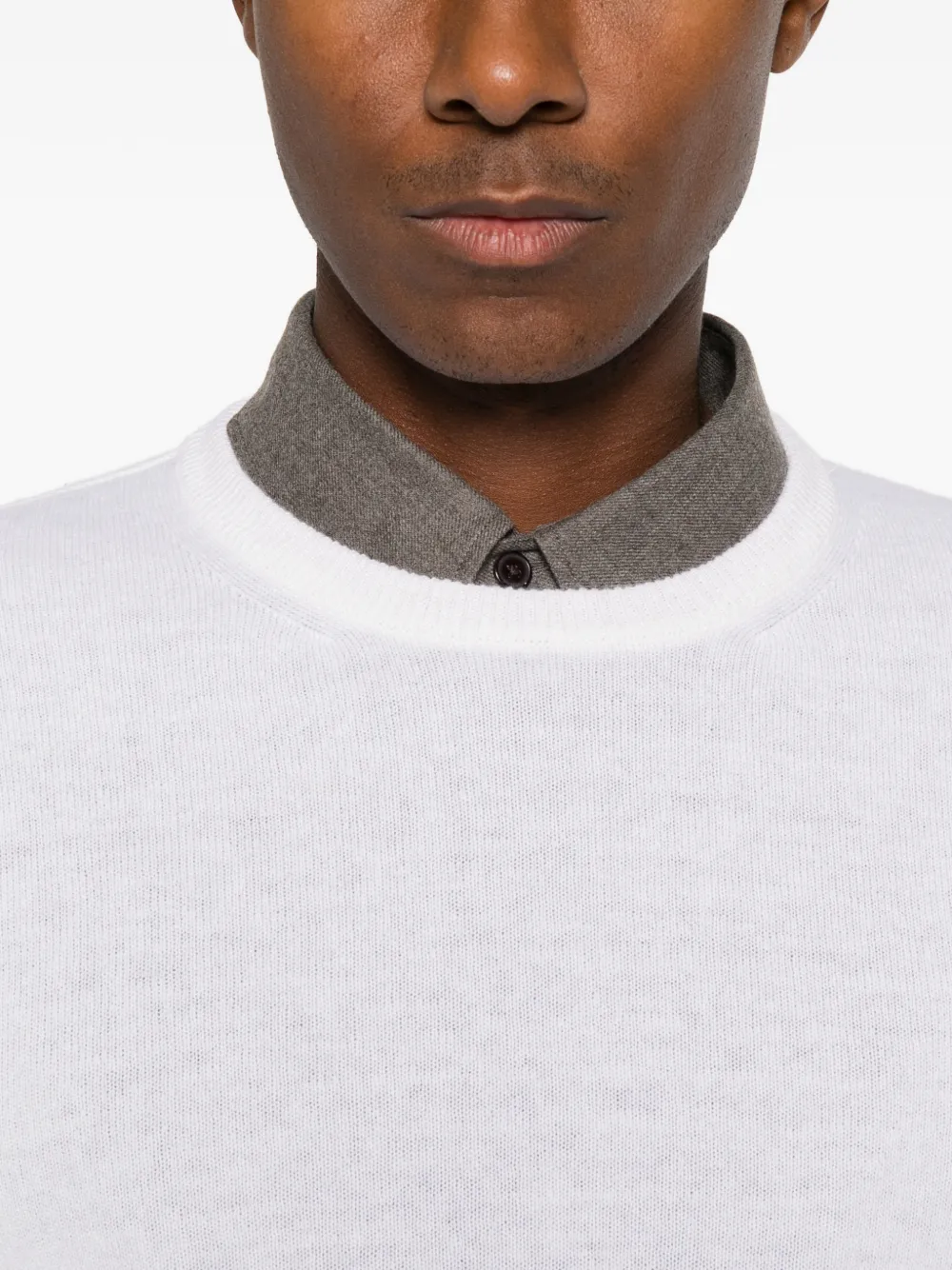 Heritage crew-neck knitted sweater Wit