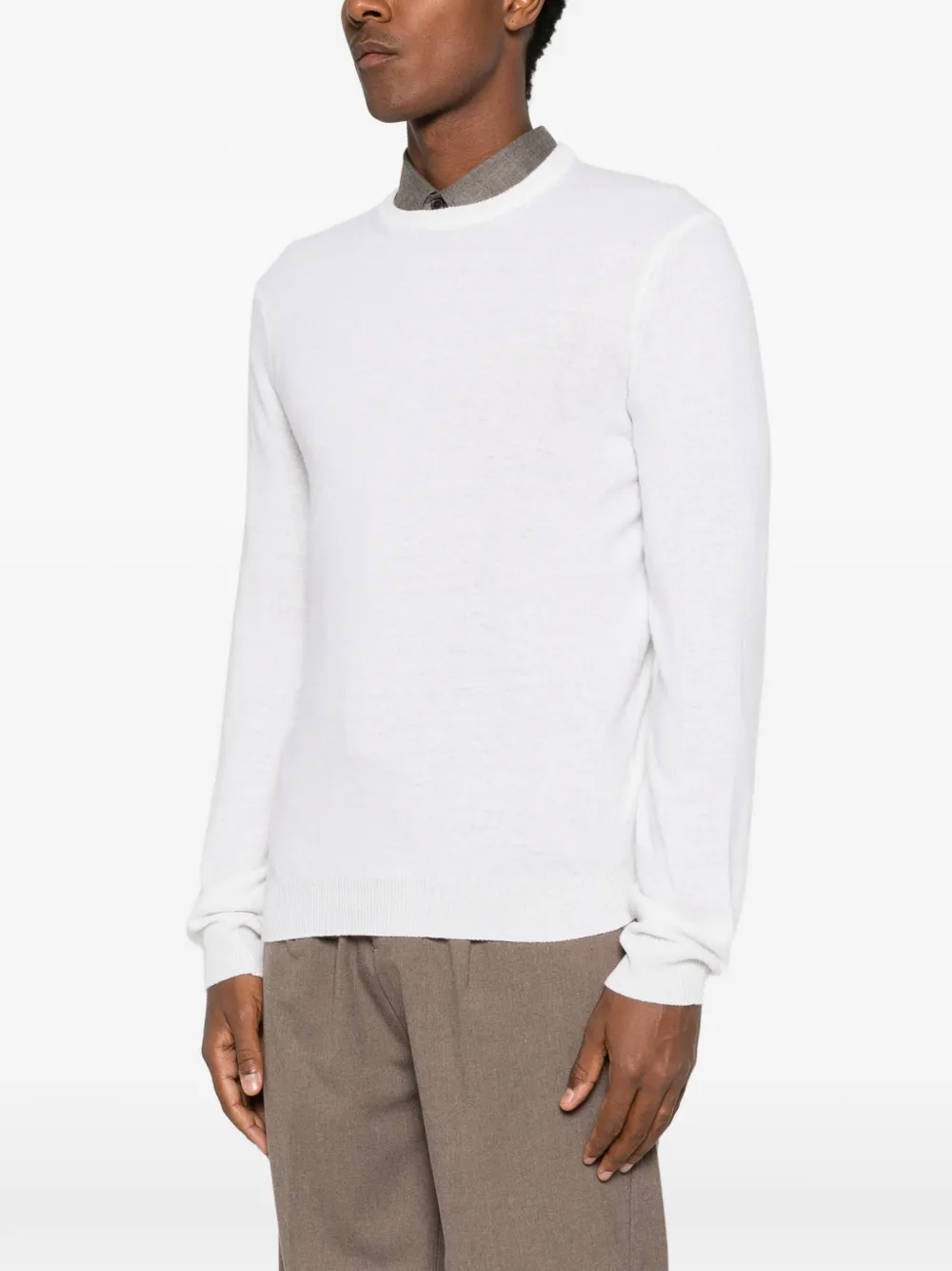 Heritage crew-neck knitted sweater Wit