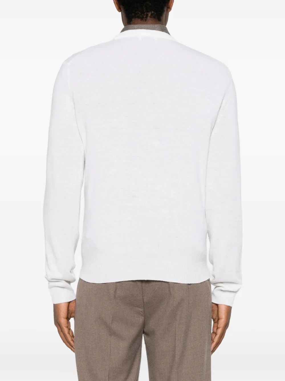 Heritage crew-neck knitted sweater Wit