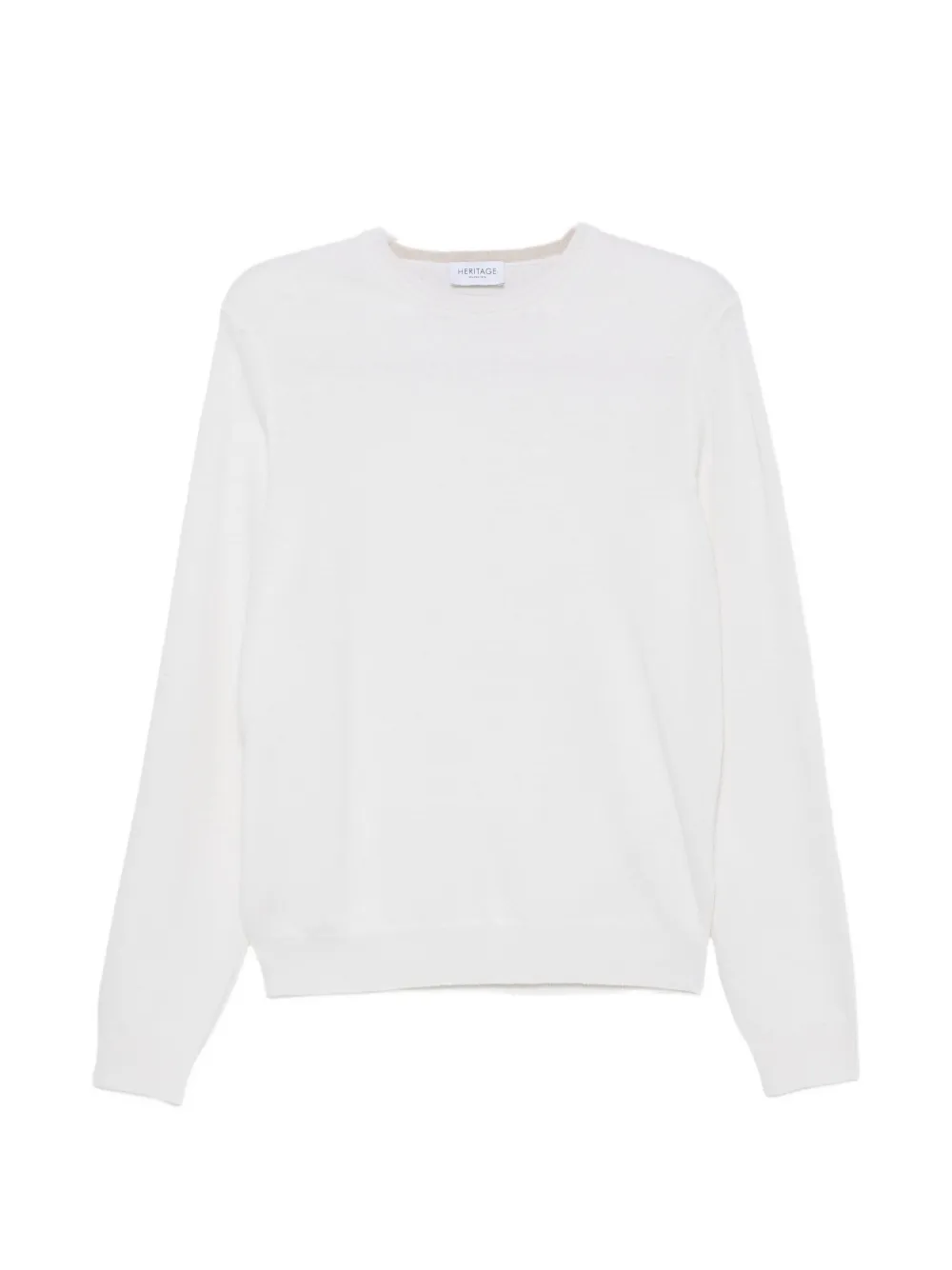 Heritage crew-neck knitted sweater - Blanc