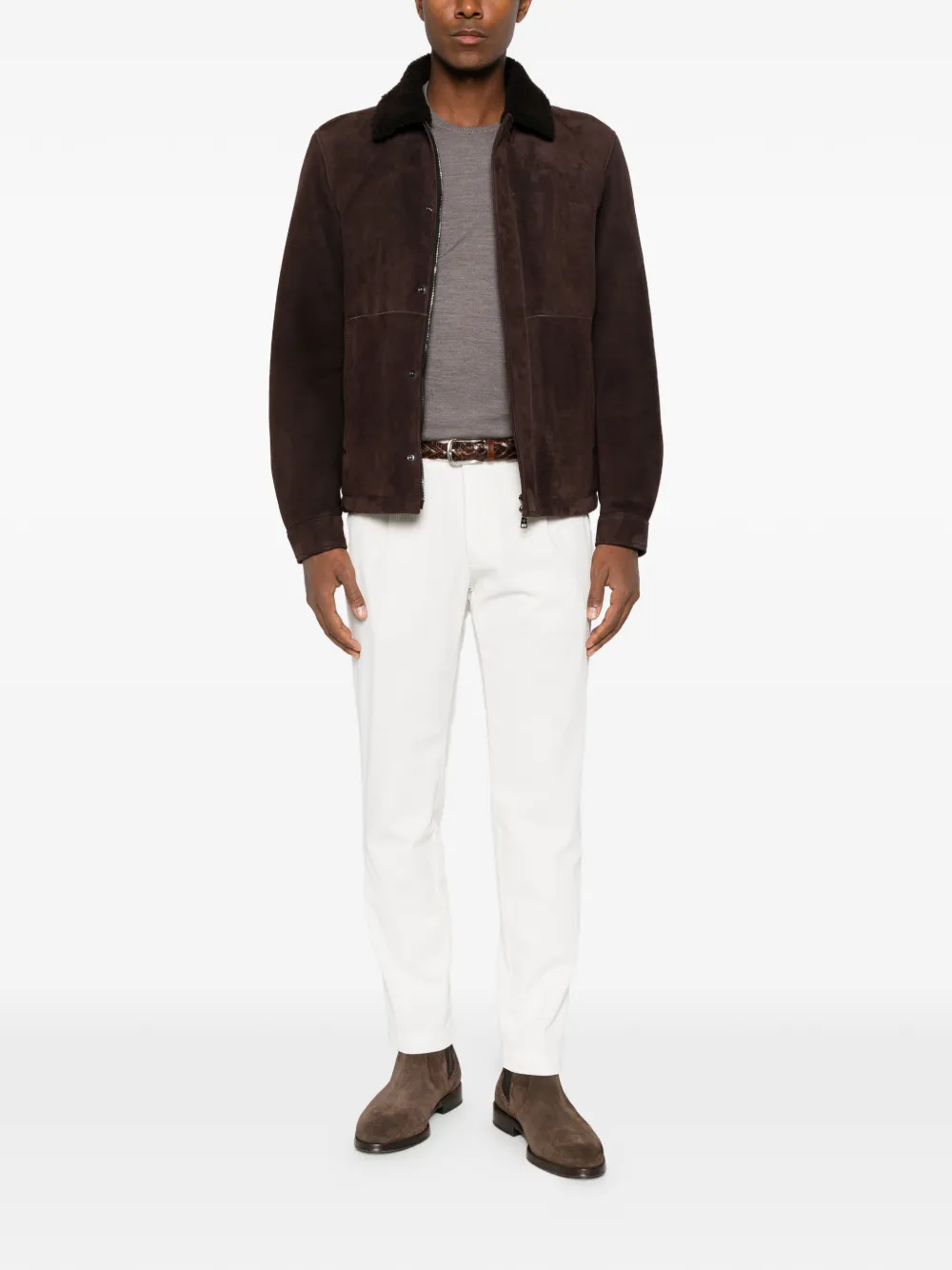 Heritage crew-neck long-sleeve sweater Grijs