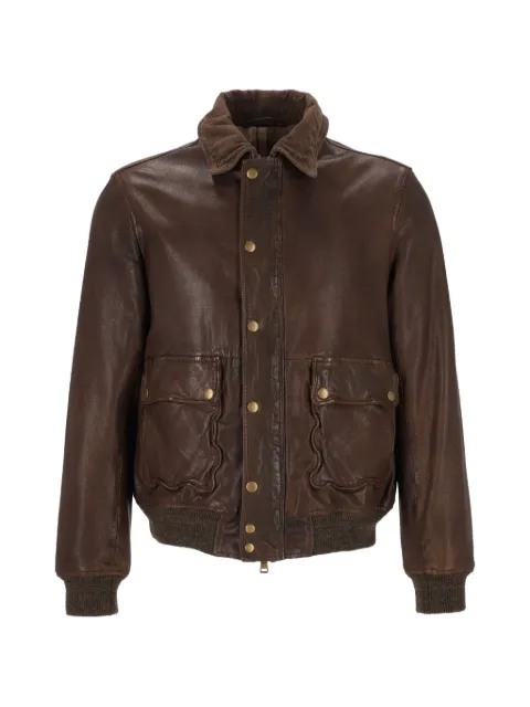 Al Duca D’Aosta 1902 grainy leather bomber jacket