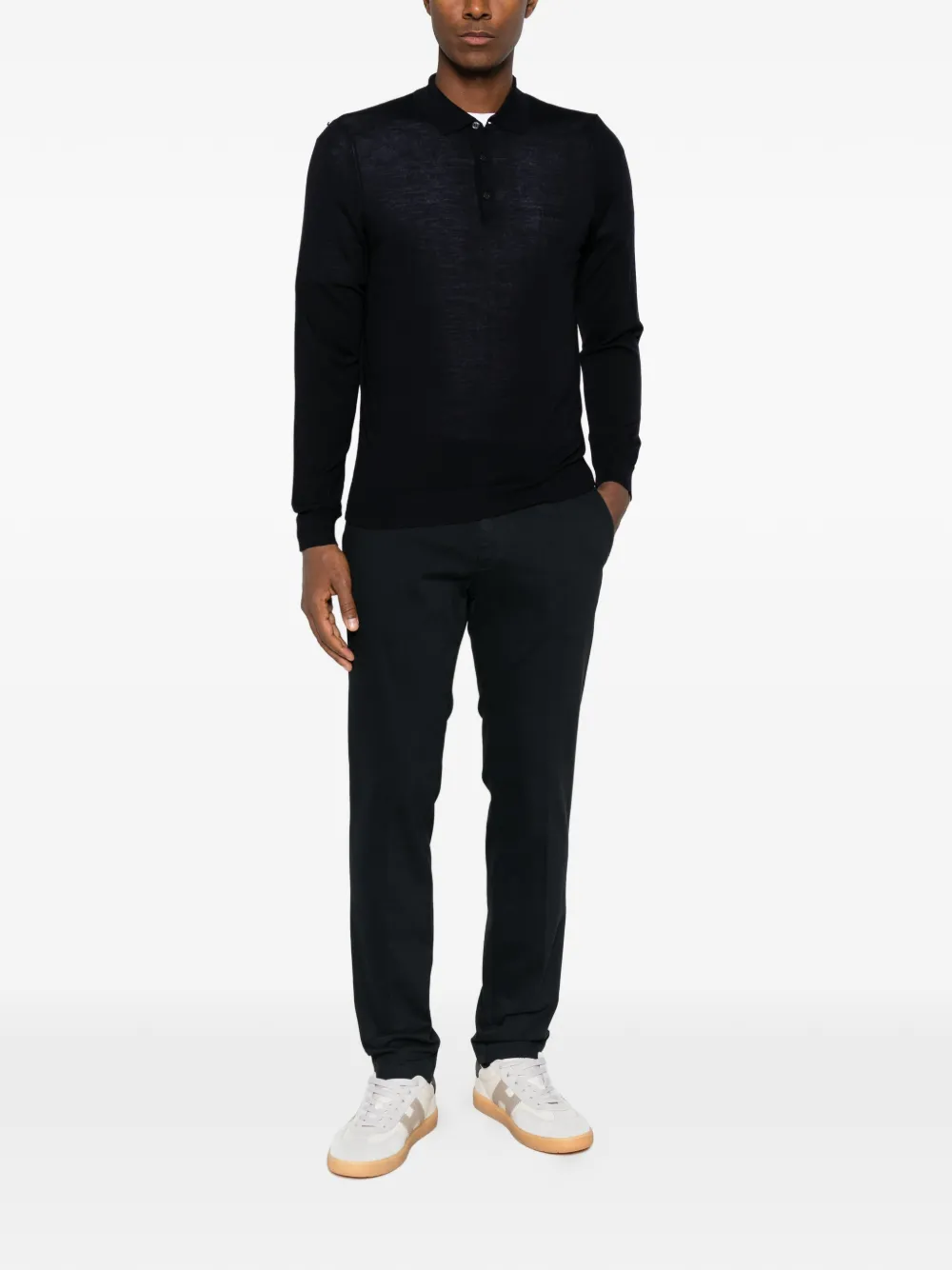 Heritage polo-collar sweater Blauw