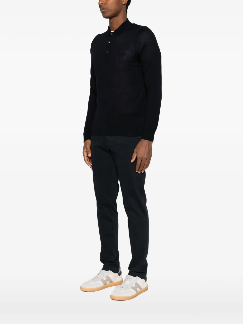 Heritage polo-collar sweater Blauw
