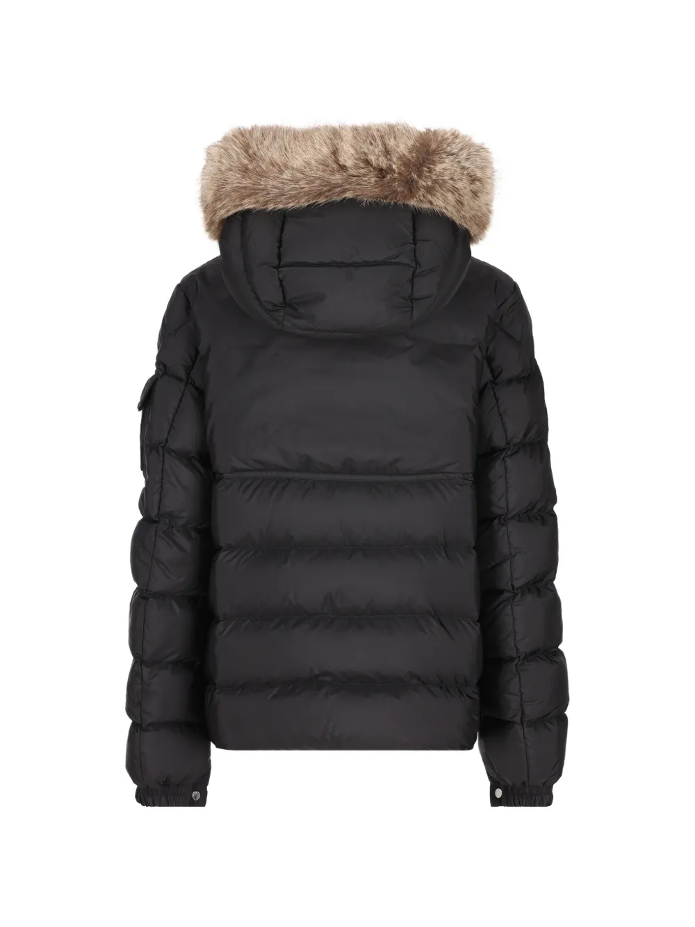 Moncler Enfant New Byron gewatteerde jas met afwerking van imitatiebont Zwart