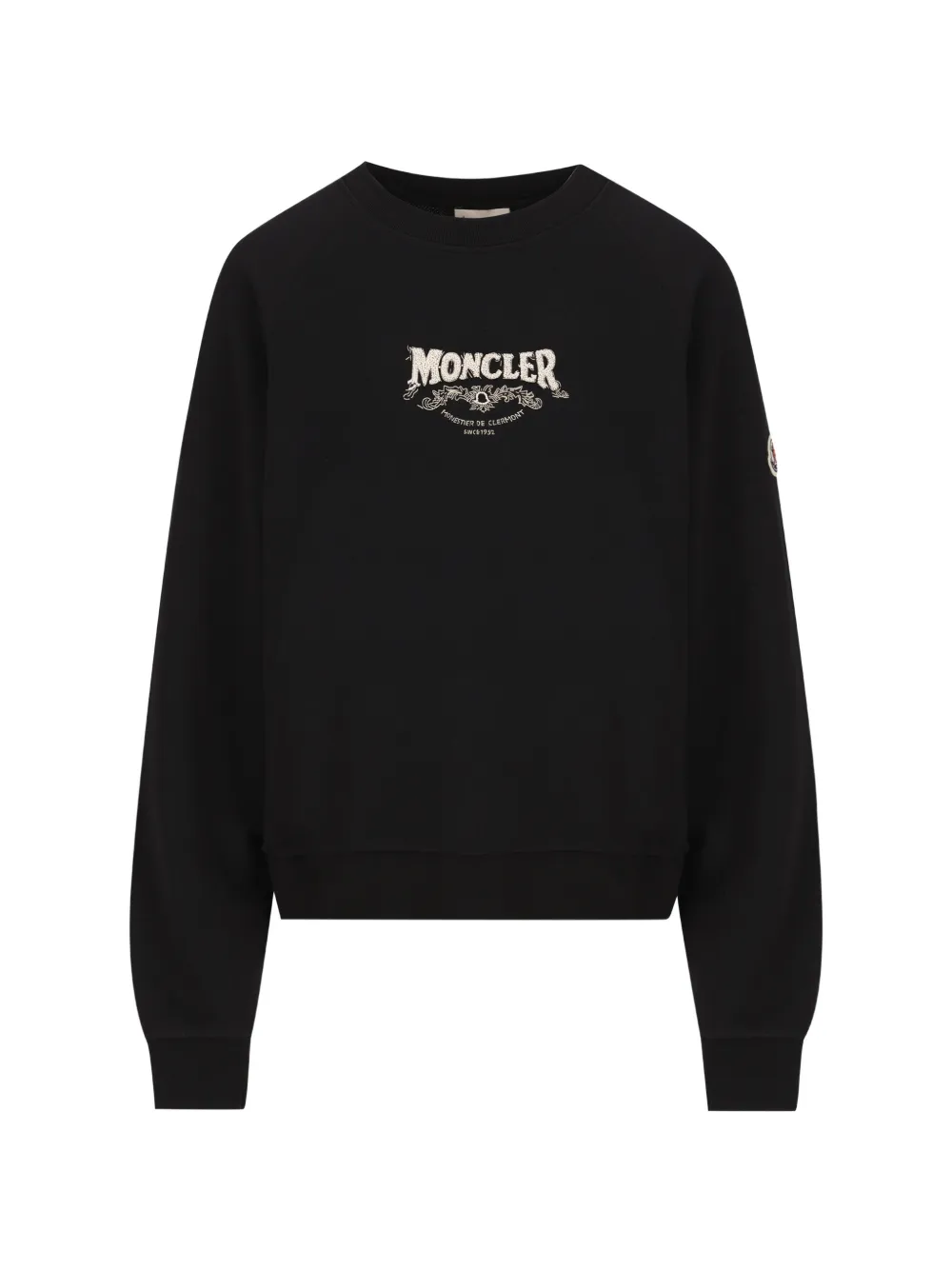 Moncler t-sweat à patch logo et ornements de perles - Noir Moncler t-sweat à patch logo et ornements de perles - Noir