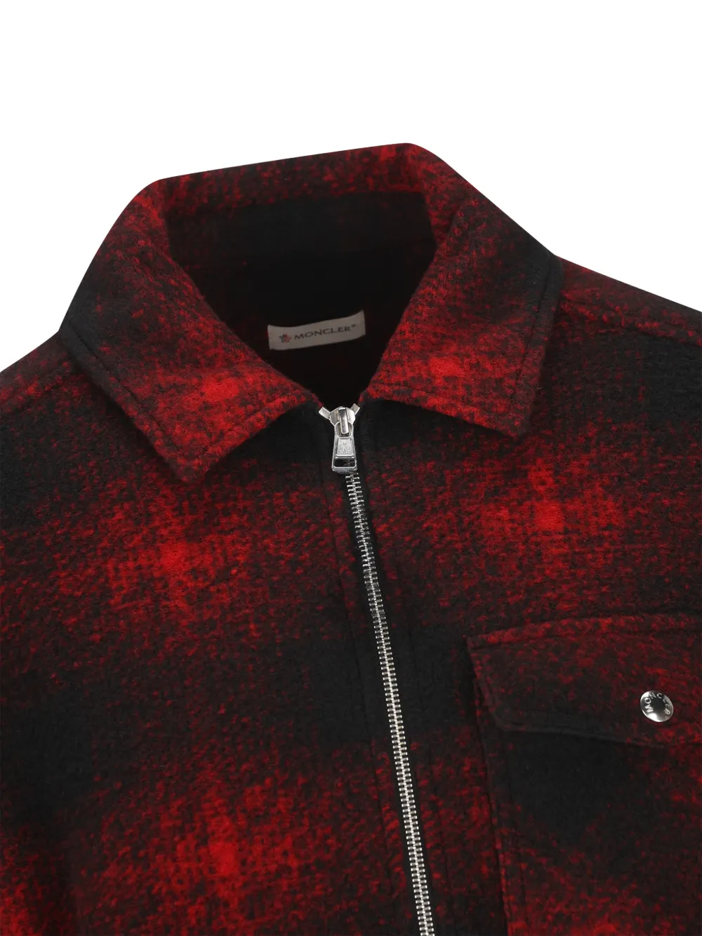 Moncler Geruit shirtjack met logo-patch Zwart