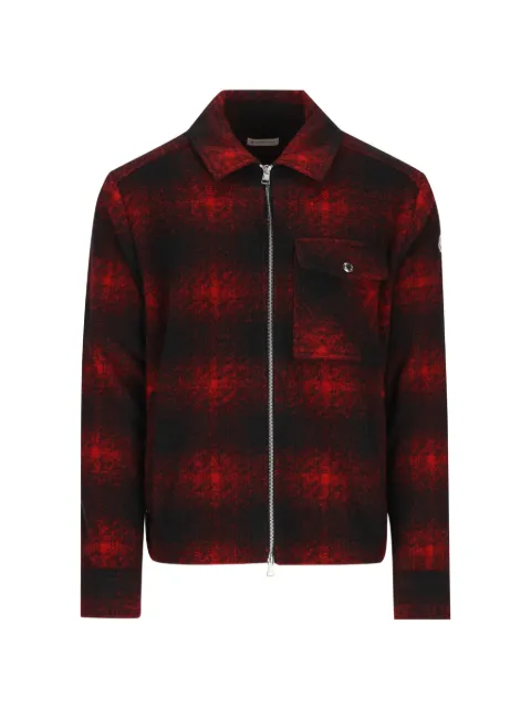 Moncler check logo-patch shirt jacket