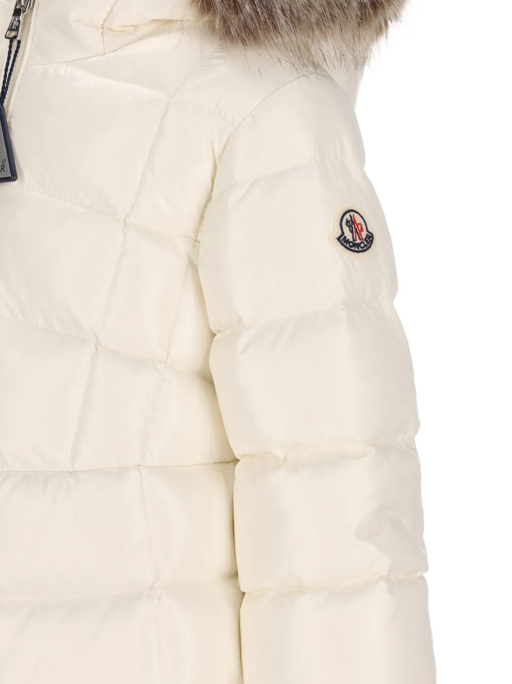 Moncler Enfant faux-fur trim hooded coat Beige