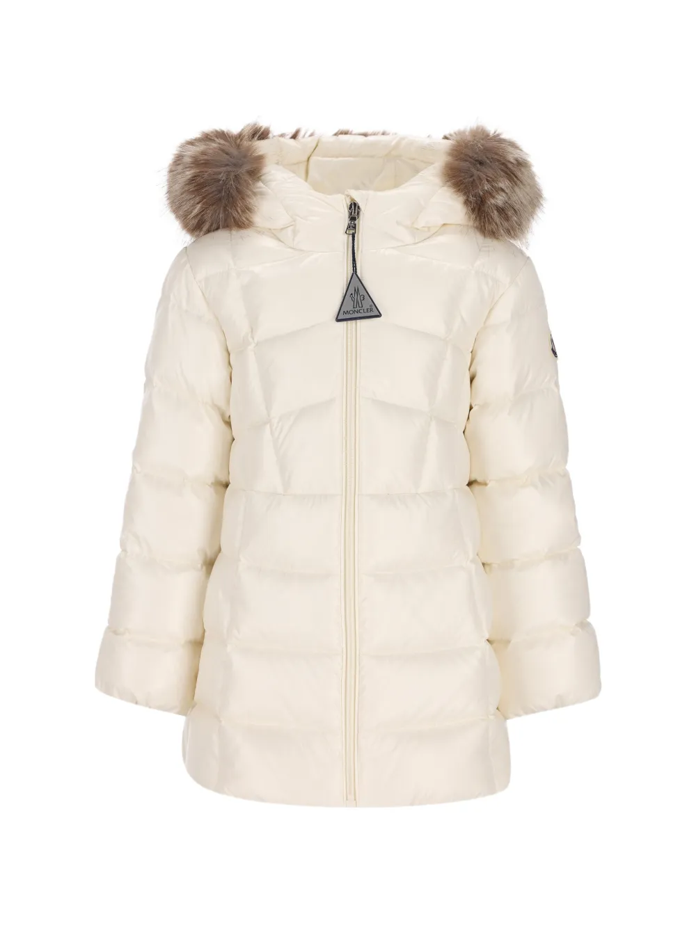 Moncler Enfant faux-fur trim hooded coat Beige