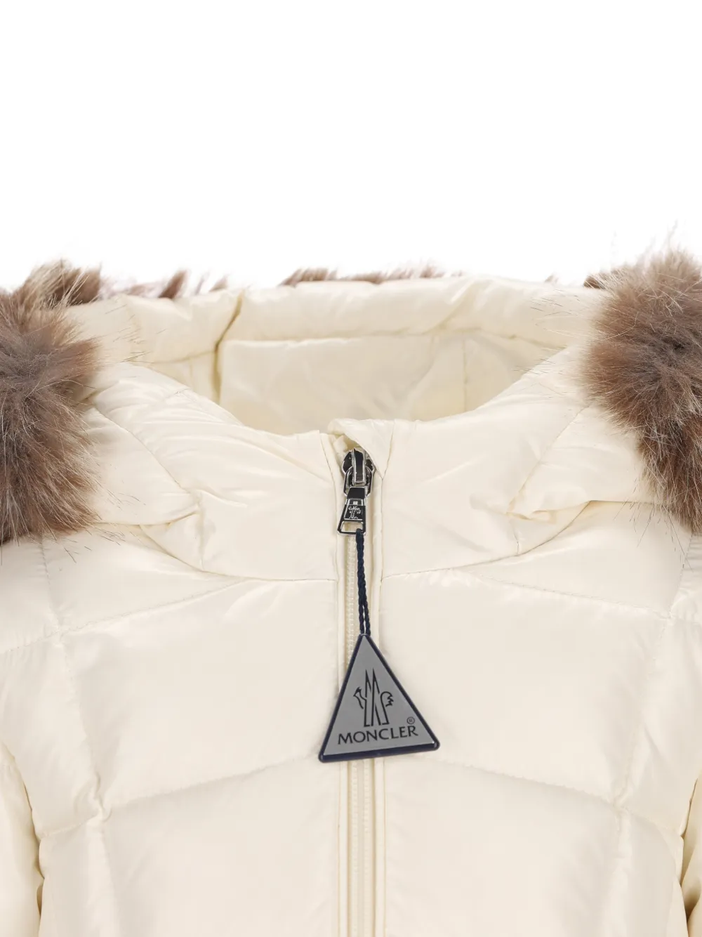 Moncler Enfant faux-fur trim hooded coat Beige