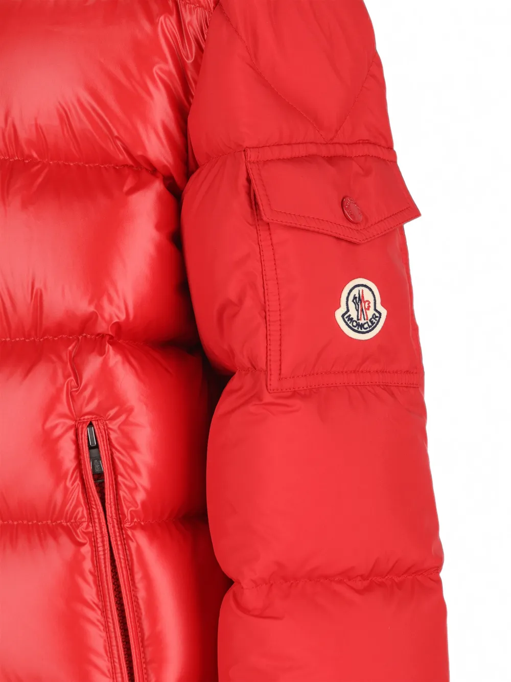 Moncler Enfant Hyoseris gewatteerd jack met capuchon Rood