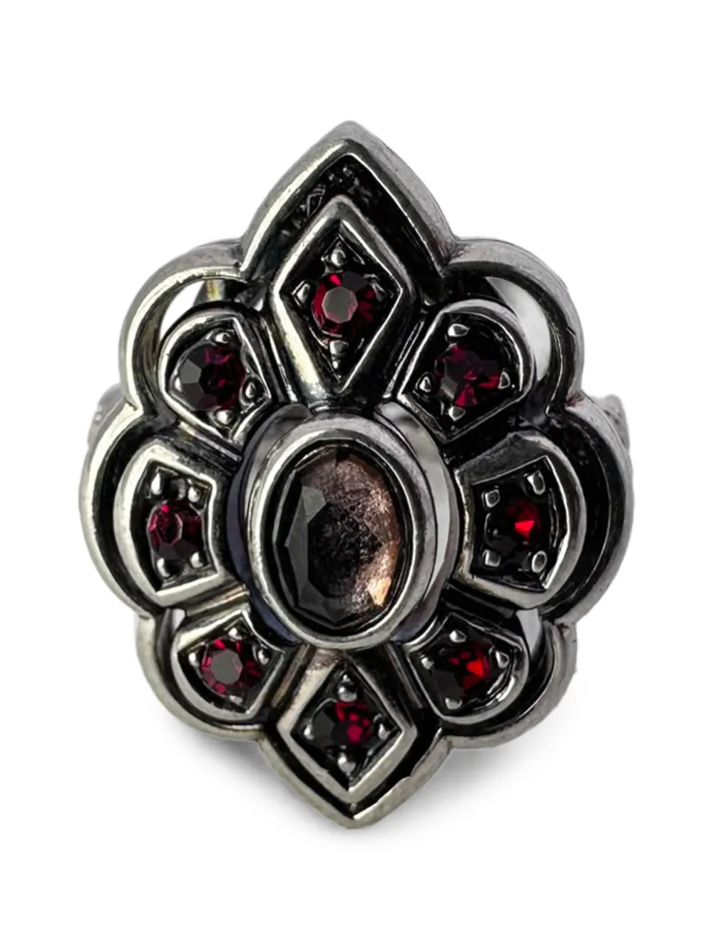 Gucci Pre-Owned Crystal-embellished flower ring - Argento