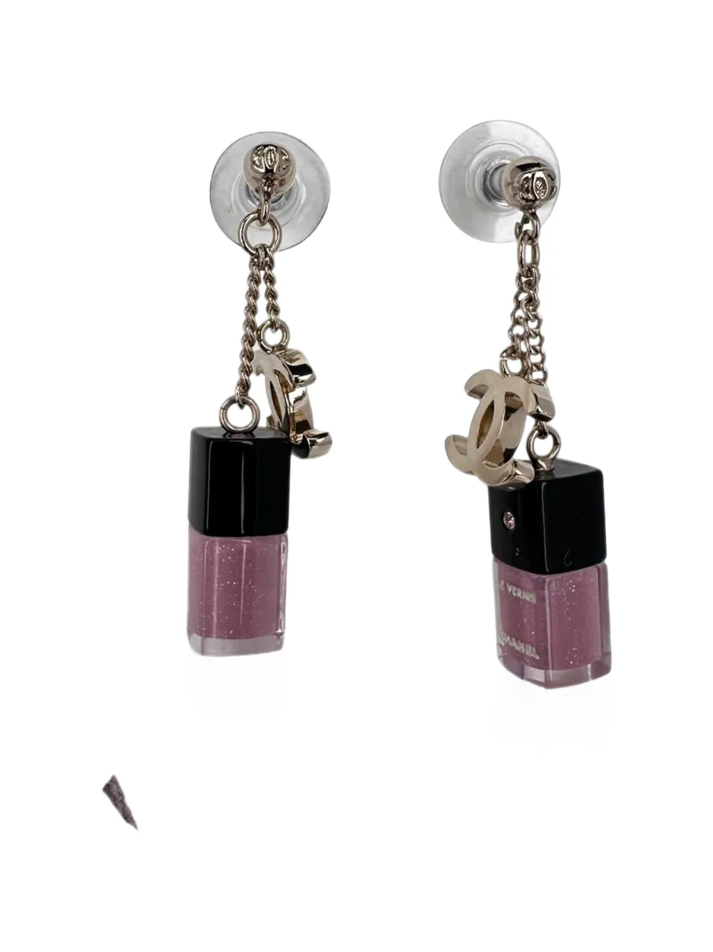 CHANEL Pre-Owned CC nail polish bottle drop earrings - Silber