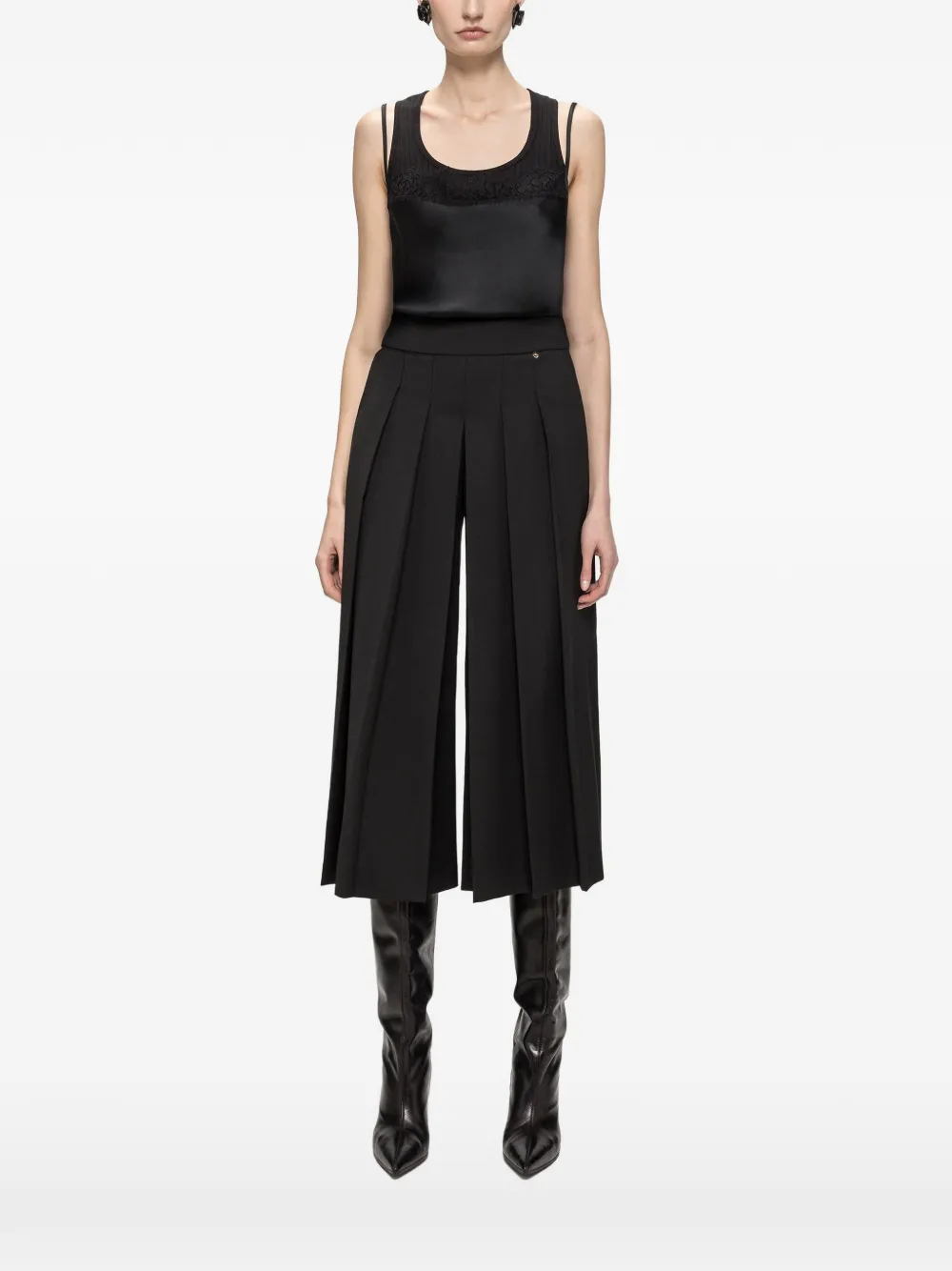 NISSA satin layered-effect top - Nero