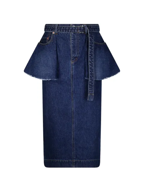 sacai falda midi con cinturilla peplum