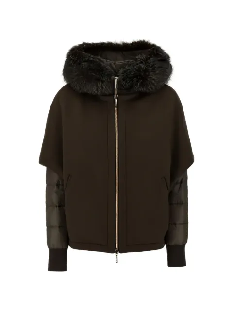 Moorer fur-trim layered-sleeve jacket
