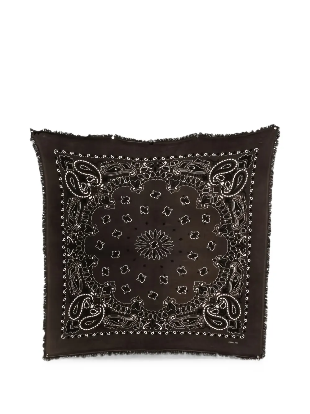 kujten large paisley-print frayed-edge bandana - Braun