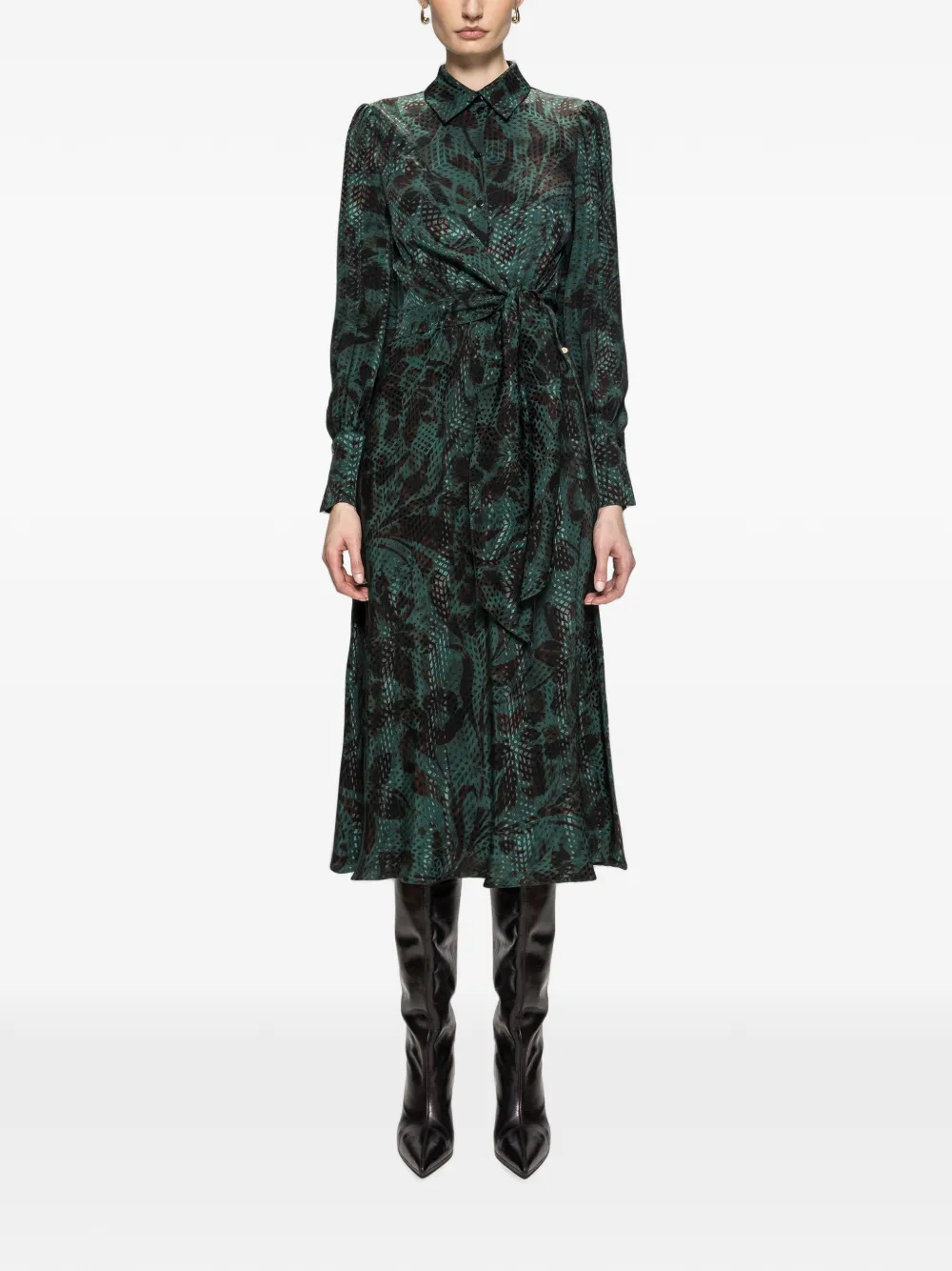 NISSA viscose-blend midi dress - Verde