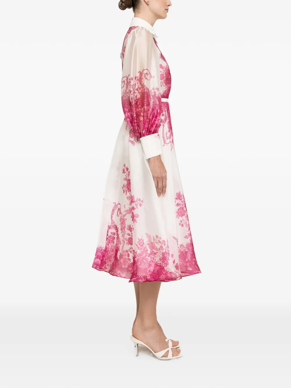 NISSA Organza midi-jurk met print Wit