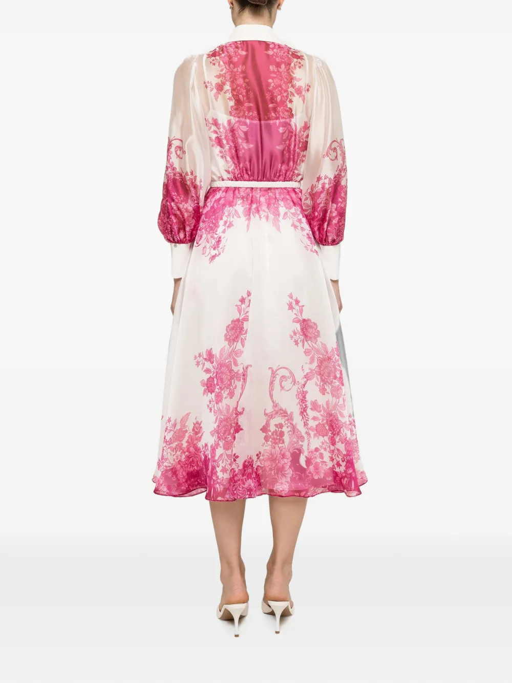 NISSA Organza midi-jurk met print Wit