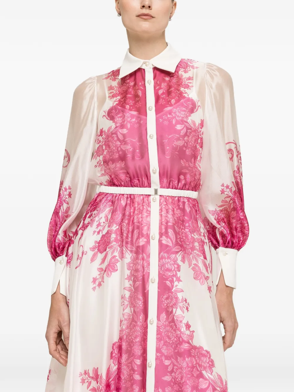 NISSA printed organza midi dress - Bianco