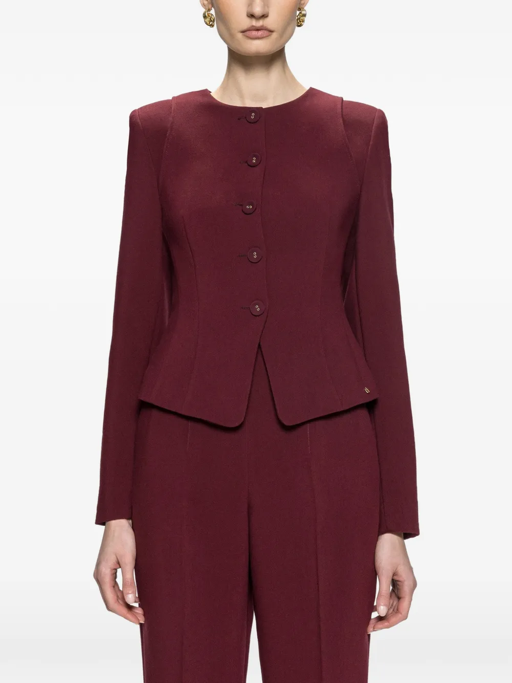 NISSA Blazer met enkele rij knopen Rood