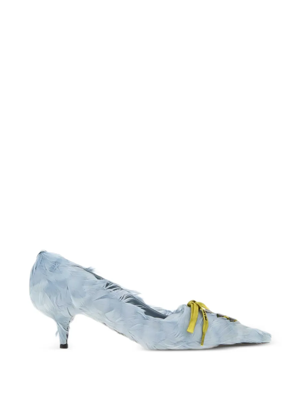 Prada feather-embellished lace-up pumps - Blu