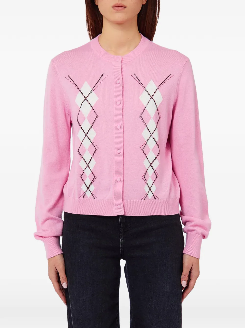 LIU JO argyle-pattern cardigan - Rosa