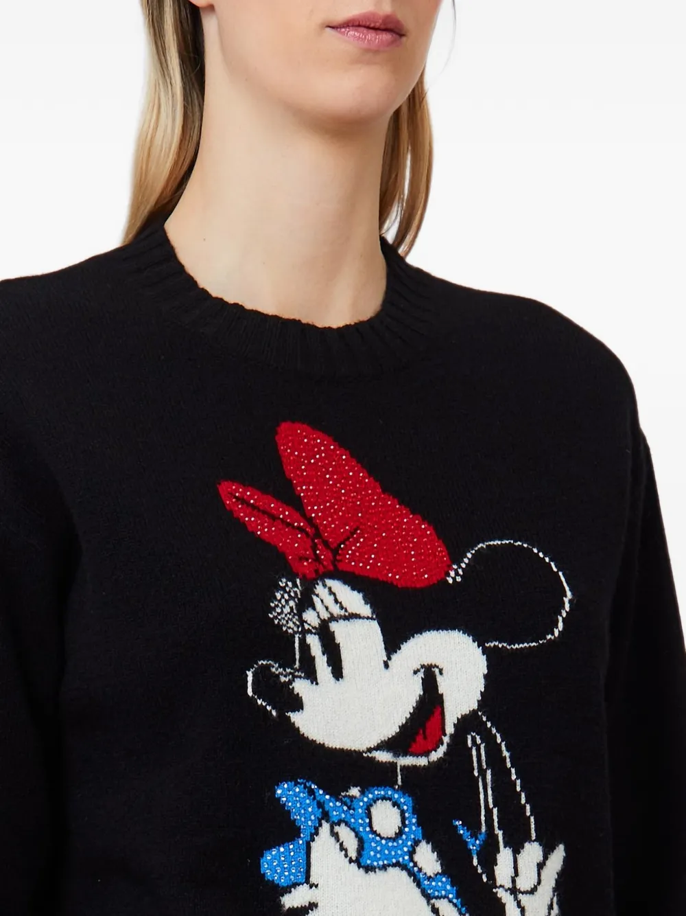 LIU JO Mrs Mouse wollen trui met jacquard Zwart