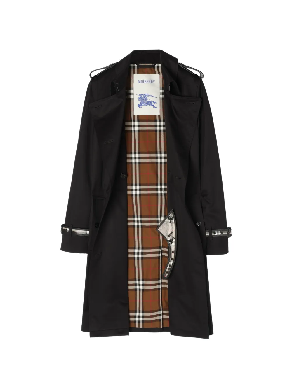 Burberry Midi-gabardine Kensington trenchcoat Zwart