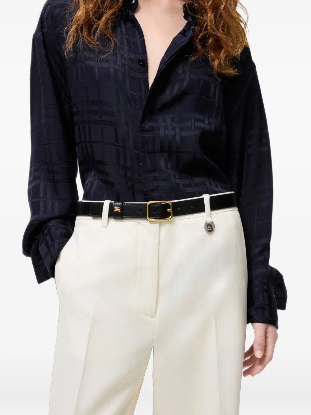 Burberry Knight leren riem Zwart