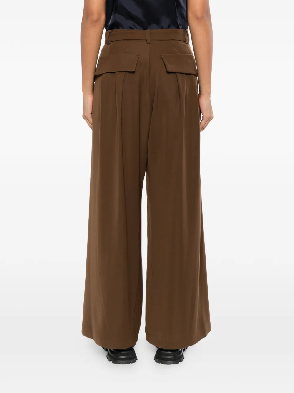 sacai Broek met wijde pijpen Bruin
