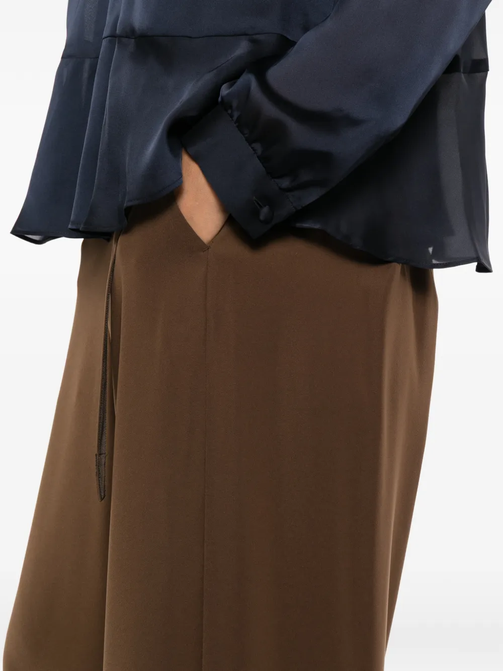 sacai Broek met wijde pijpen Bruin