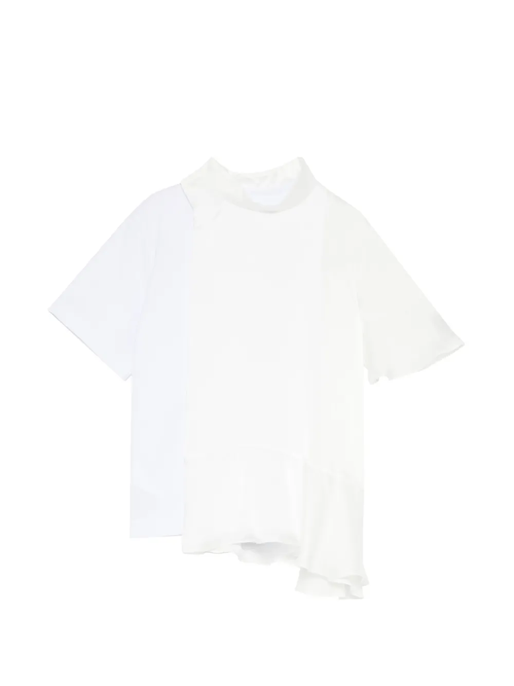 sacai asymmetric panelled T-shirt