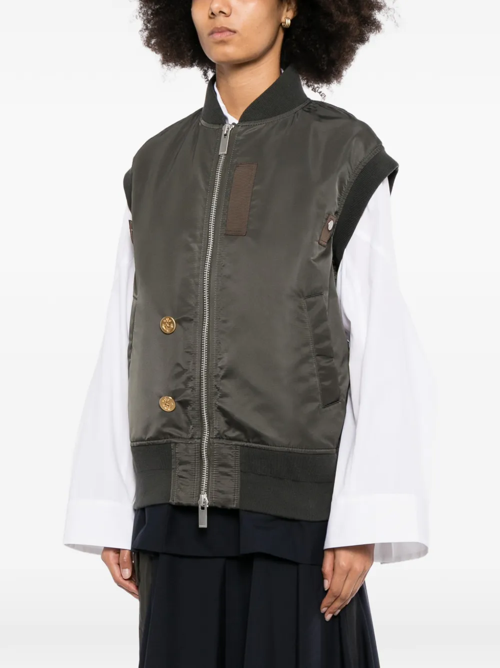 sacai layered bomber gilet Groen