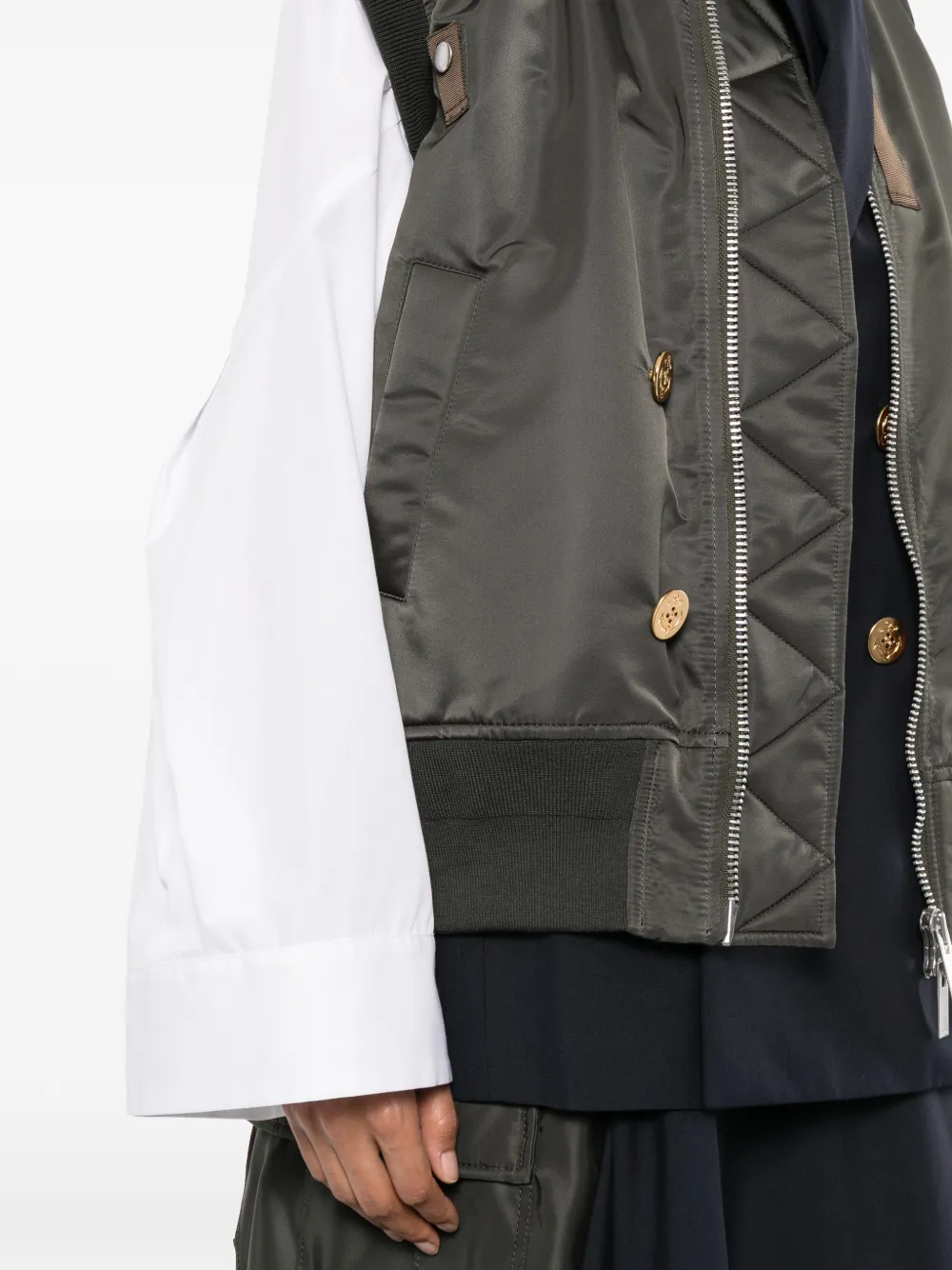 sacai layered bomber gilet Groen