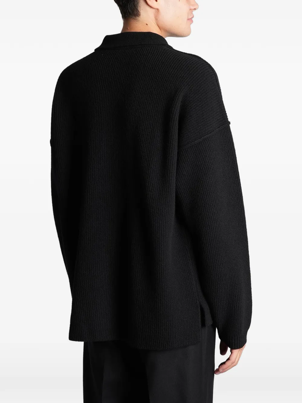 Roberto Collina Ribgebreid poloshirt Zwart