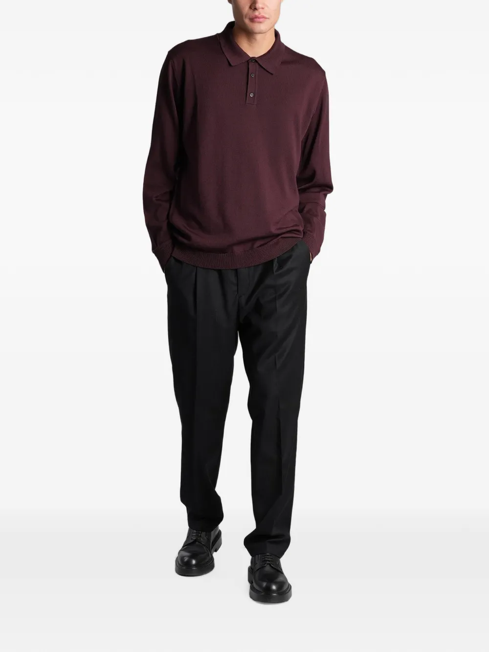 Roberto Collina Poloshirt met lange mouwen Rood